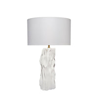 Sery Table Lamp, Linen Shade, Matte White Textured Ceramic 31 Inch -BM334581