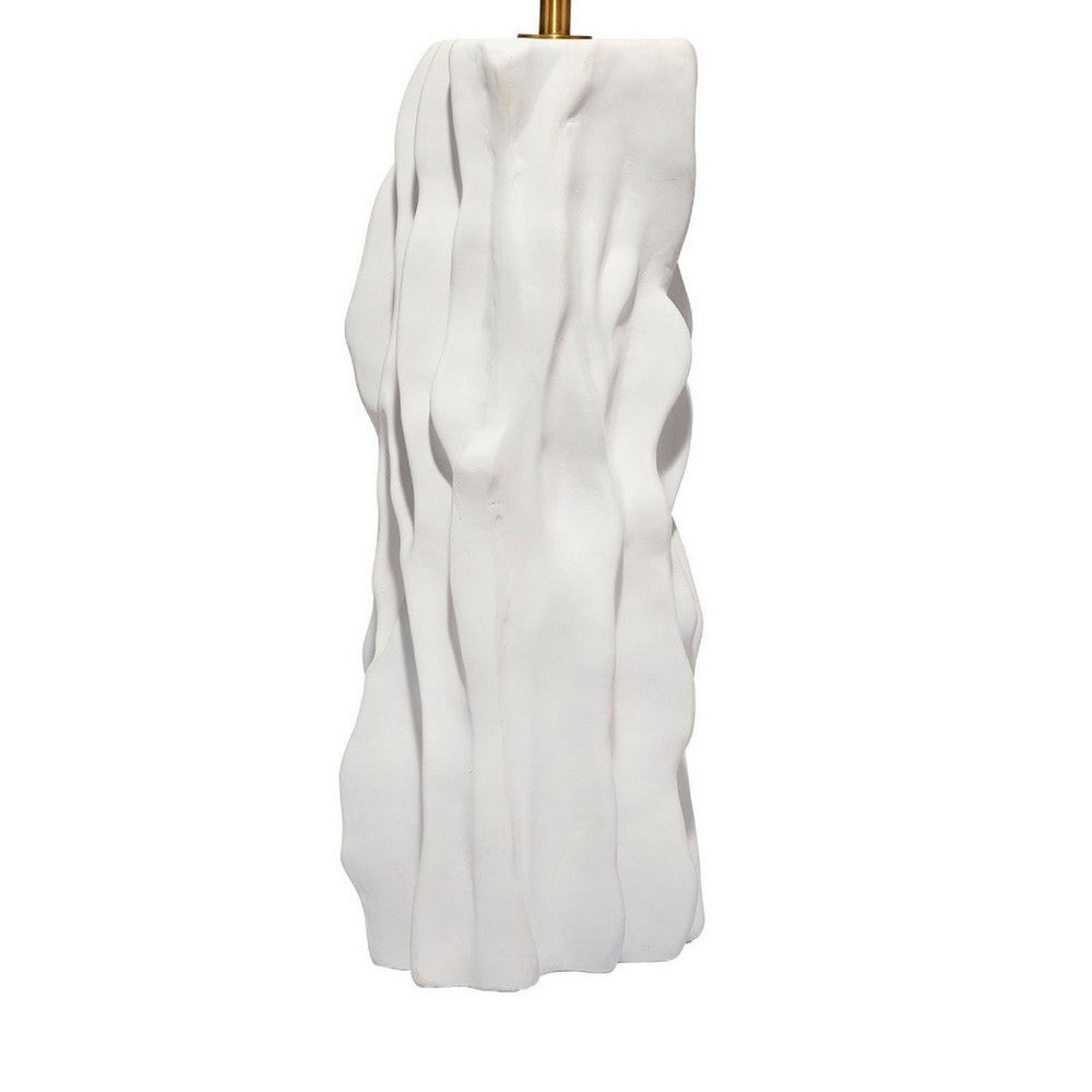 Sery Table Lamp, Linen Shade, Matte White Textured Ceramic 31 Inch -BM334581