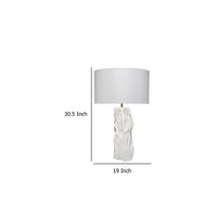 Sery Table Lamp, Linen Shade, Matte White Textured Ceramic 31 Inch -BM334581