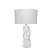 Sery Table Lamp, Linen Shade, Matte White Textured Ceramic 31 Inch -BM334581