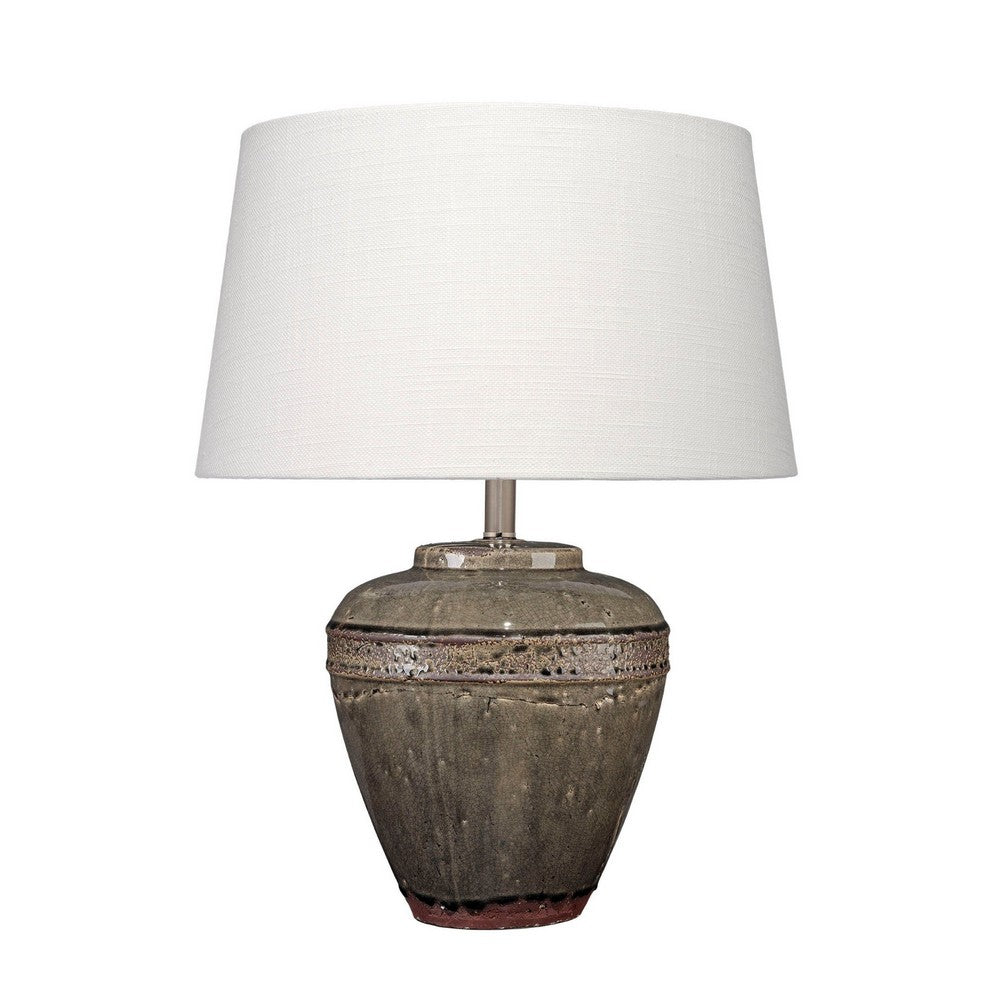 Avo Accent Table Lamp, White Linen, Antique Ceramic Design 25 Inch -BM334582