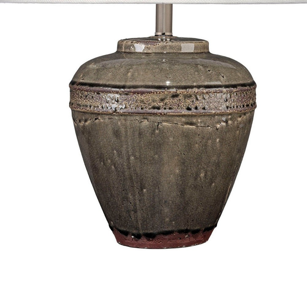 Avo Accent Table Lamp, White Linen, Antique Ceramic Design 25 Inch -BM334582