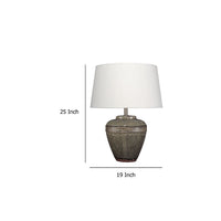 Avo Accent Table Lamp, White Linen, Antique Ceramic Design 25 Inch -BM334582