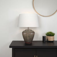 Avo Accent Table Lamp, White Linen, Antique Ceramic Design 25 Inch -BM334582