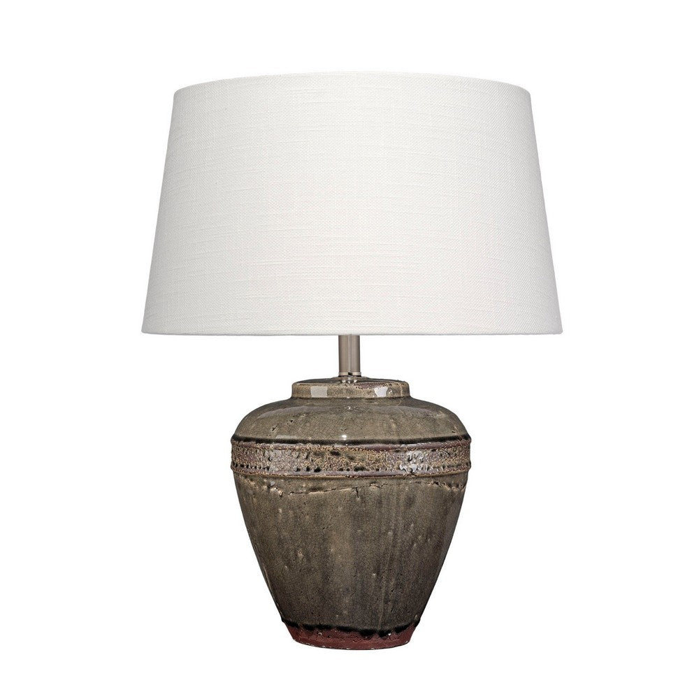 Avo Accent Table Lamp, White Linen, Antique Ceramic Design 25 Inch -BM334582