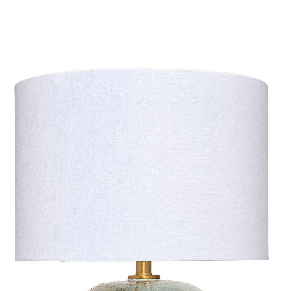 Sivy Accent Table Lamp, Linen, Round Abstract Ceramic Blue 26 Inch -BM334583