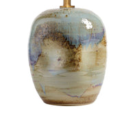Sivy Accent Table Lamp, Linen, Round Abstract Ceramic Blue 26 Inch -BM334583
