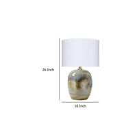 Sivy Accent Table Lamp, Linen, Round Abstract Ceramic Blue 26 Inch -BM334583