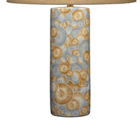 Eriy Accent Table Lamp, Brown Raffia Cone Shade, Blue Abstract 29 Inch -BM334584