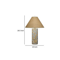 Eriy Accent Table Lamp, Brown Raffia Cone Shade, Blue Abstract 29 Inch -BM334584