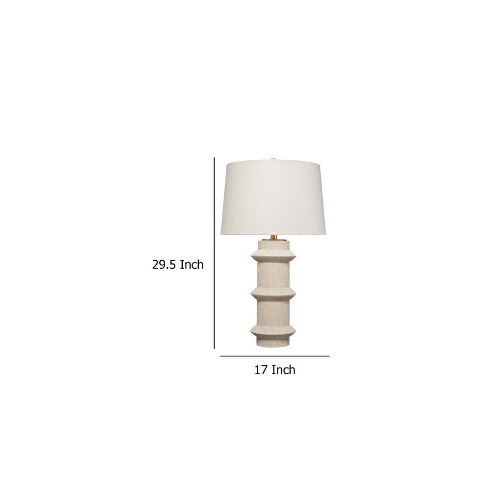 Disy Accent Table Lamp, Linen, Turned Sculptural Polyresin 30 Inch -BM334585