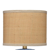 Absy Accent Table Lamp, Brown Oval Raffia Shade, Abstract Blue 23 Inch -BM334586