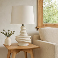 Liny Accent Table Lamp, Linen Shade, Modern Dynamic Ivory Base 29 Inch -BM334587