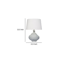 Ozy Accent Table Lamp, Linen Shade, Light Blue Turned Ceramic 23 Inch -BM334588
