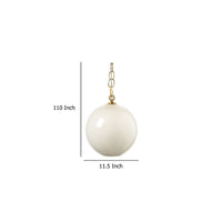 Tero Ceiling Pendant Light, Beige Blown Glass, Antique Brass, 12 Inch -BM334591