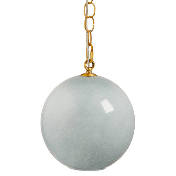 Tero Ceiling Pendant Light, Blue Blown Glass, Antique Brass, 12 Inch -BM334592