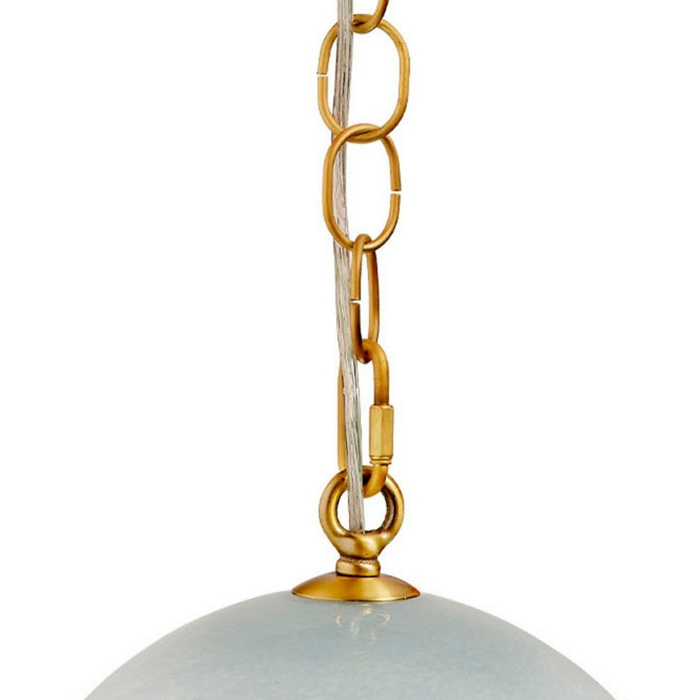 Tero Ceiling Pendant Light, Blue Blown Glass, Antique Brass, 12 Inch -BM334592