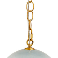 Tero Ceiling Pendant Light, Blue Blown Glass, Antique Brass, 12 Inch -BM334592