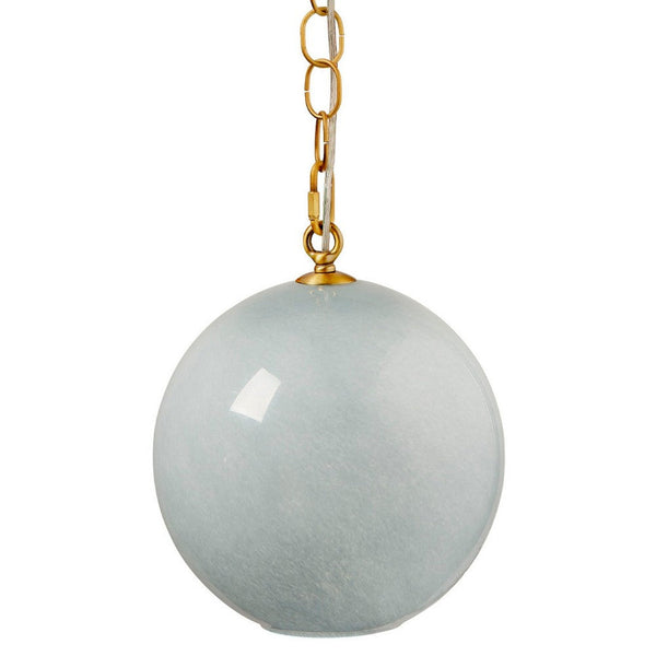 Tero Ceiling Pendant Light, Blue Blown Glass, Antique Brass, 12 Inch -BM334592