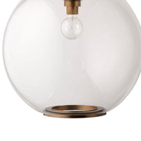 Leio Ceiling Pendant Light, Clear Blown Glass, Antique Brass, 20 Inch -BM334593
