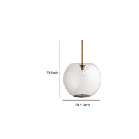 Leio Ceiling Pendant Light, Clear Blown Glass, Antique Brass, 20 Inch -BM334593