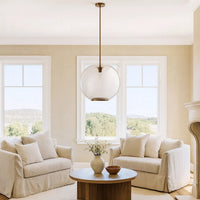 Leio Ceiling Pendant Light, Clear Blown Glass, Antique Brass, 20 Inch -BM334593