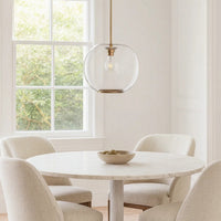 Leio Ceiling Pendant Light, Clear Blown Glass, Antique Brass, 20 Inch -BM334593