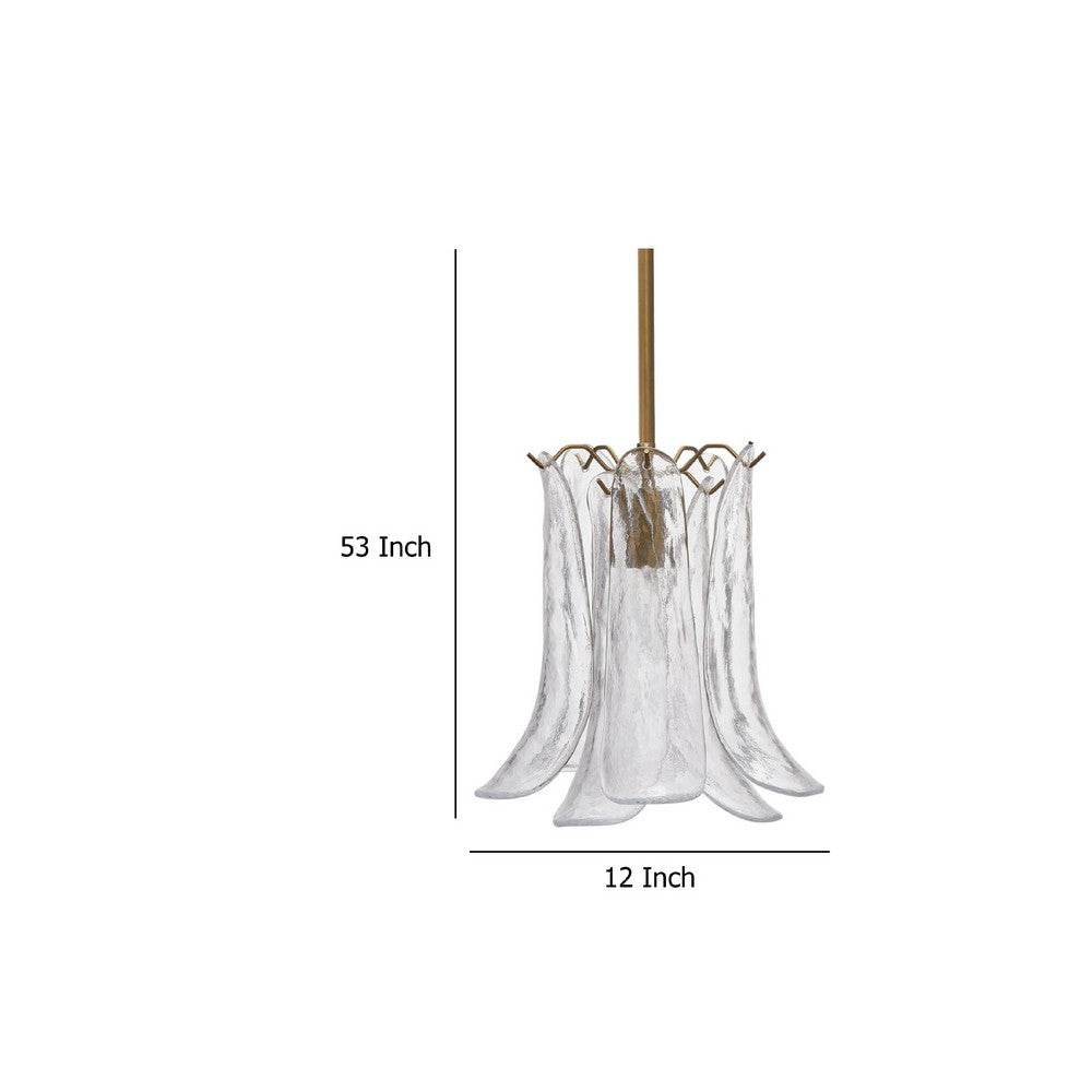 Kero Ceiling Lamp, Murano Style Clear Blown Glass Pendant, 12 Inch -BM334594
