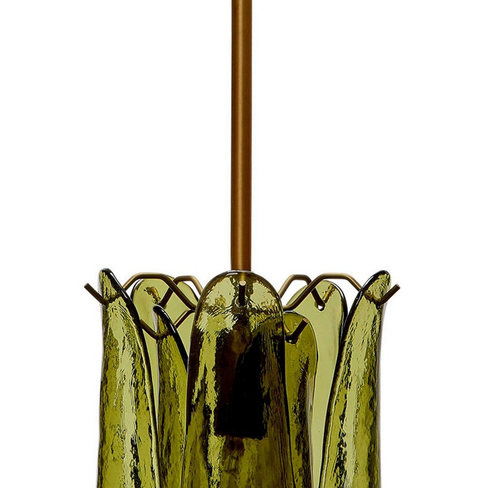 Kero Ceiling Lamp, Murano Style Green Blown Glass Pendant, 12 Inch -BM334595