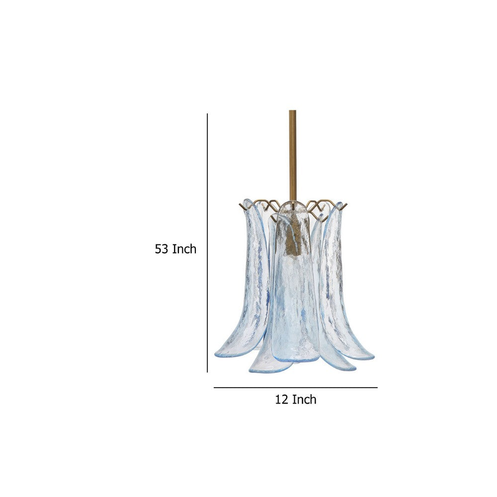 Kero Ceiling Lamp, Murano Style Sky Blue Blown Glass Pendant, 12 Inch -BM334596
