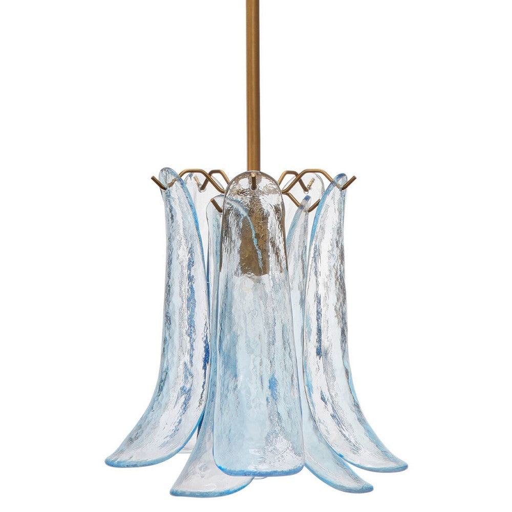 Kero Ceiling Lamp, Murano Style Sky Blue Blown Glass Pendant, 12 Inch -BM334596