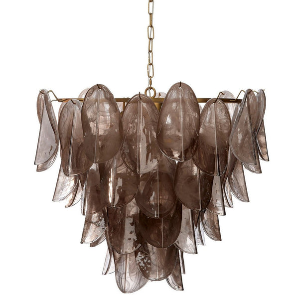 Jero Chandelier, Murano Petal Design, Gray Quartz Glass, 30 Inch -BM334597