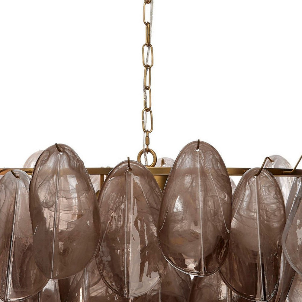 Jero Chandelier, Murano Petal Design, Gray Quartz Glass, 30 Inch -BM334597