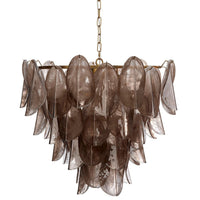 Jero Chandelier, Murano Petal Design, Gray Quartz Glass, 30 Inch -BM334597