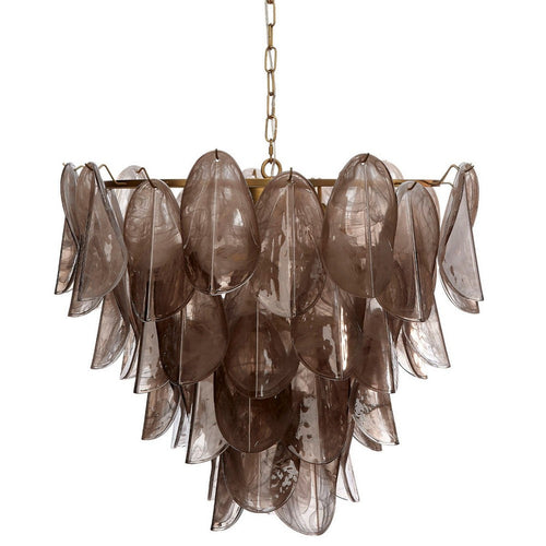 Jero Chandelier, Murano Petal Design, Gray Quartz Glass, 30 Inch -BM334597