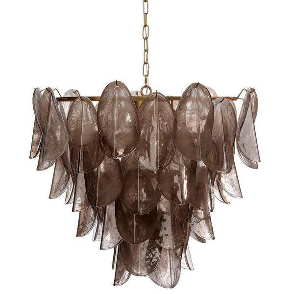 Jero Chandelier, Murano Petal Design, Gray Quartz Glass, 30 Inch -BM334597