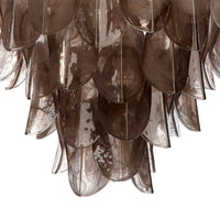 Jero Chandelier, Murano Petal Design, Gray Quartz Glass, 30 Inch -BM334597