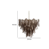 Jero Chandelier, Murano Petal Design, Gray Quartz Glass, 30 Inch -BM334597
