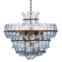 Lero Chandelier, Murano Style Leaves, Light Blue Blown Glass, 26 Inch -BM334598