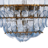 Lero Chandelier, Murano Style Leaves, Light Blue Blown Glass, 26 Inch -BM334598