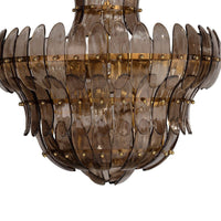 Lero Chandelier, Murano Style Leaves, Brown Blown Glass, 26 Inch -BM334599