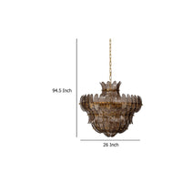 Lero Chandelier, Murano Style Leaves, Brown Blown Glass, 26 Inch -BM334599