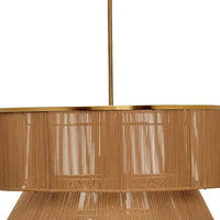 Dero Chandelier, 3 Tier Natural Brown Cotton Rope Woven, 25 Inch Metal -BM334600