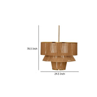 Dero Chandelier, 3 Tier Natural Brown Cotton Rope Woven, 25 Inch Metal -BM334600