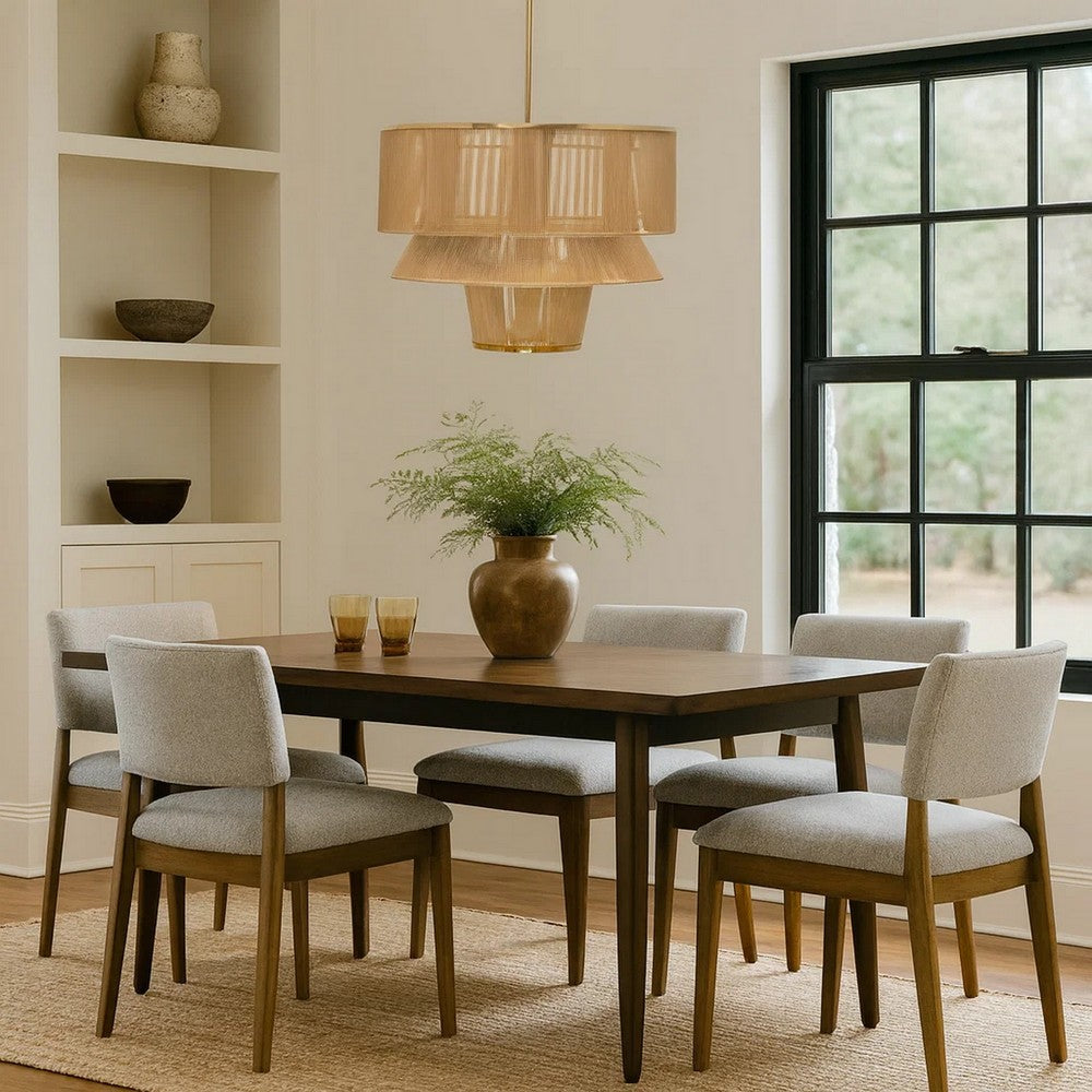 Dero Chandelier, 3 Tier Natural Brown Cotton Rope Woven, 25 Inch Metal -BM334600