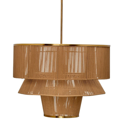 Dero Chandelier, 3 Tier Natural Brown Cotton Rope Woven, 25 Inch Metal -BM334600