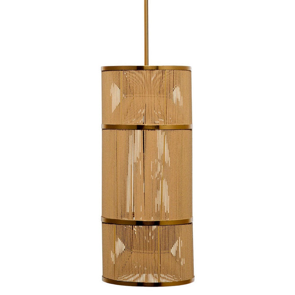 Dero Pendant Chandelier, Natural Brown Cotton Rope Woven, 10 Inch -BM334601