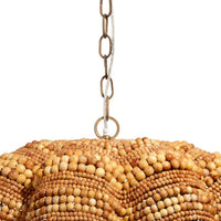 Fero Chandelier, Natural Brown Handcarved Mango Wood Beads, 27 Inch -BM334603