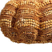 Fero Chandelier, Natural Brown Handcarved Mango Wood Beads, 27 Inch -BM334603