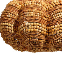 Fero Chandelier, Natural Brown Handcarved Mango Wood Beads, 27 Inch -BM334603